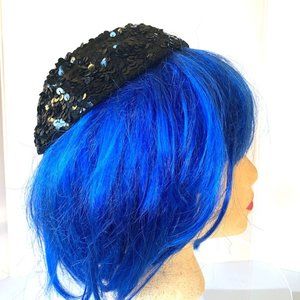 Women's Vintage Fancy Black Sequined Yarmulke Kippah Black OS